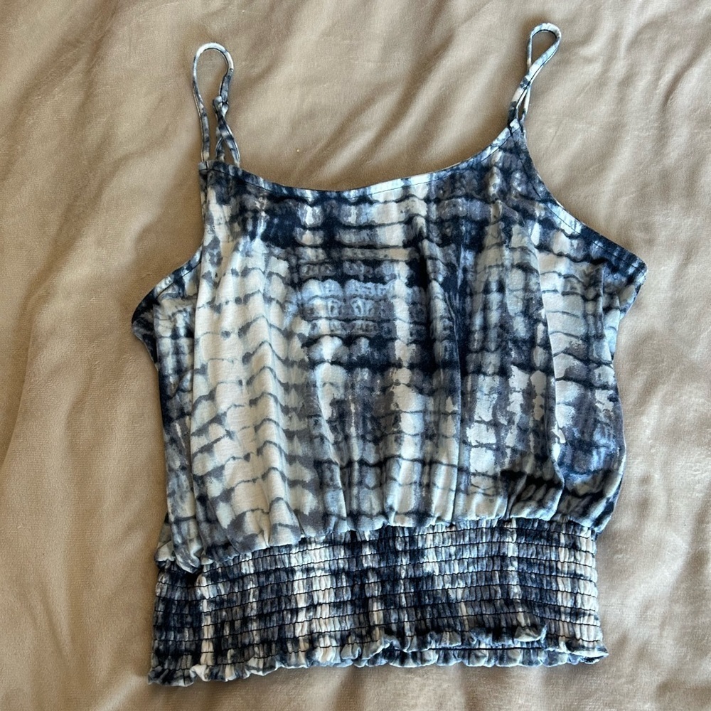 Blue tie dye tank top